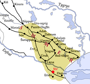 Usytułowanie miasta Ur na terenie starożytnego Sumeru